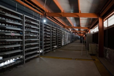 A sprawling mining farm powered by renewable energy sources